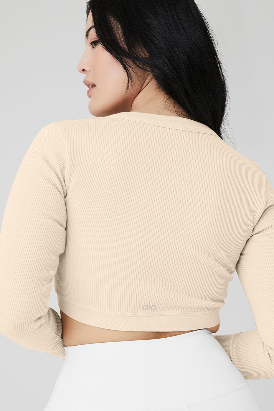 Seamless Ribbed Cropped Serene Long Sleeve - Macadamia