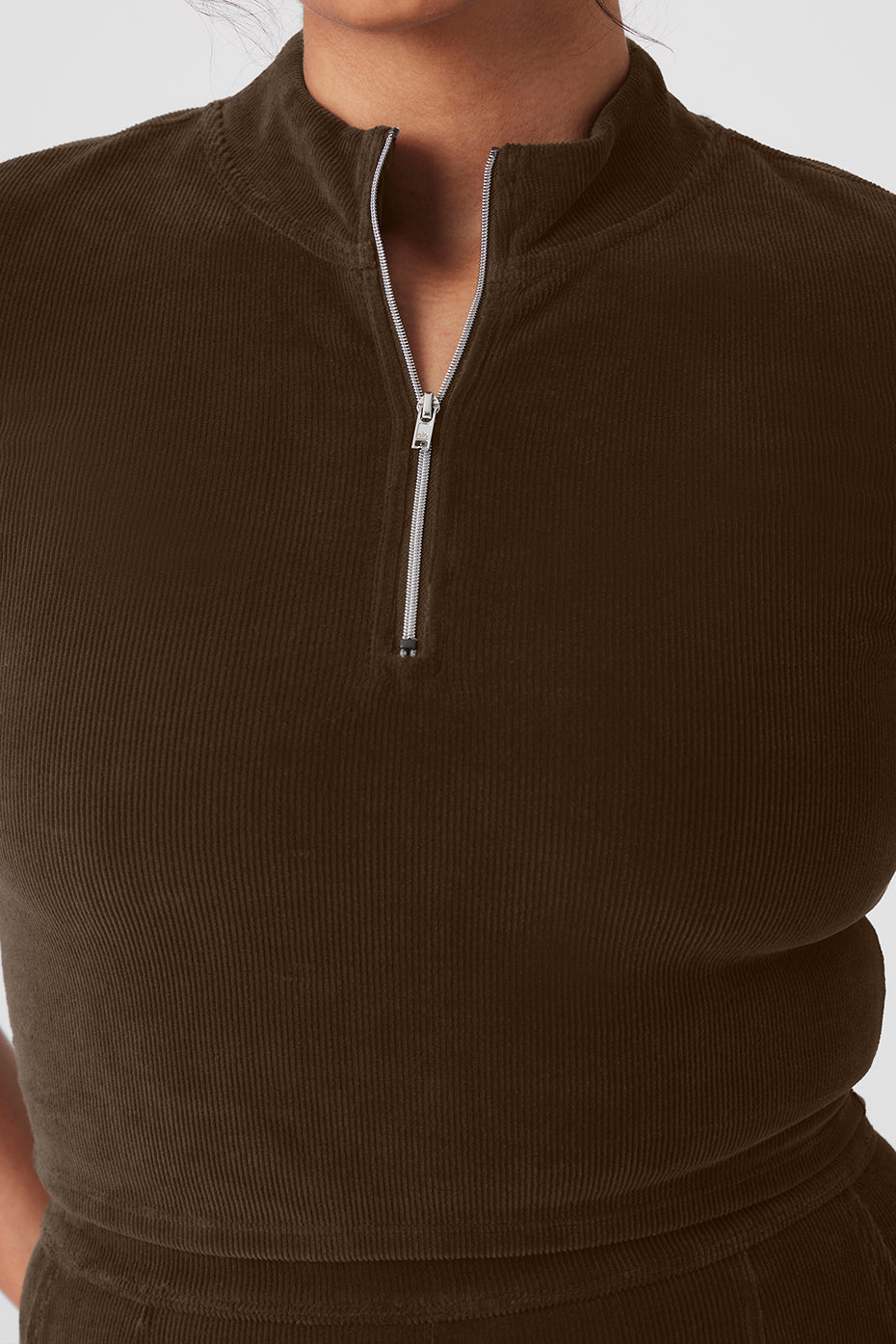 Micro Corduroy Winter Break Mock Neck - Espresso