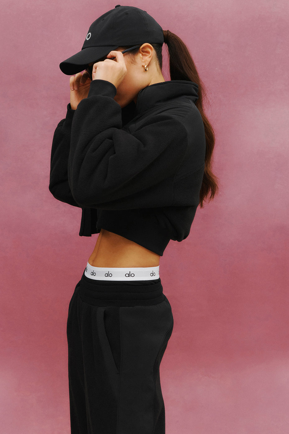 Polar Fleece Cropped Wintry Mix Jacket - Black