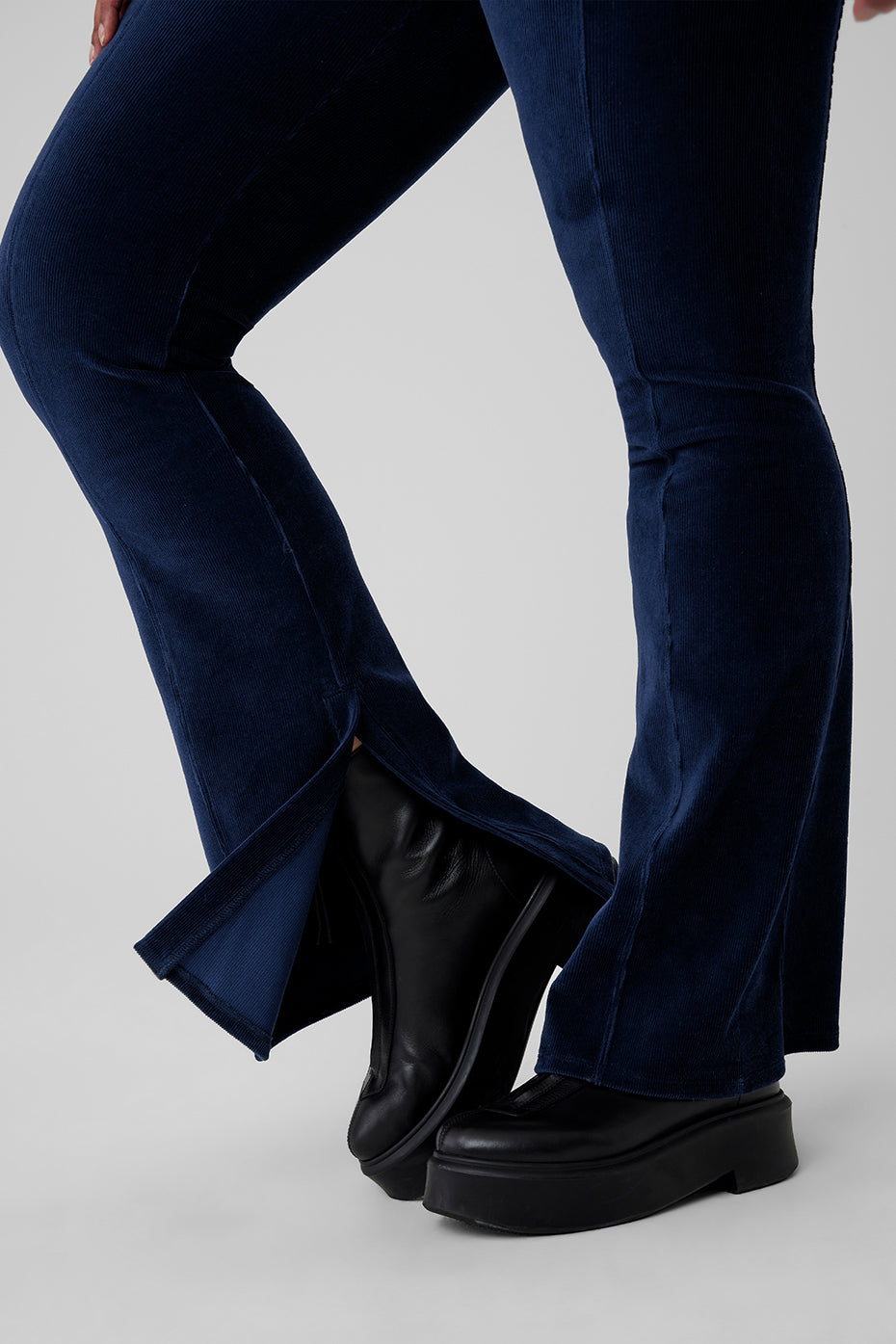 Micro Corduroy High-Waist Winter Break Flare Pant - Navy