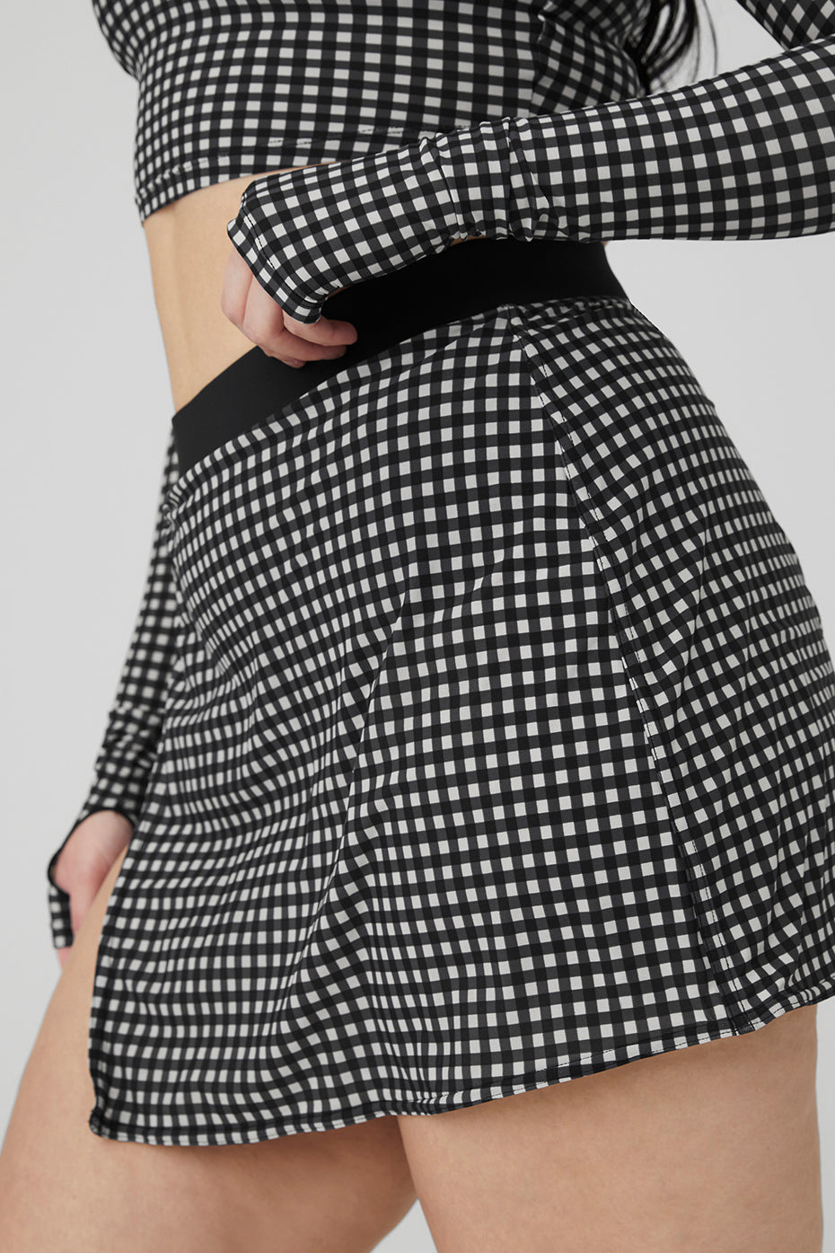 Mesh Gingham Skirt - Black