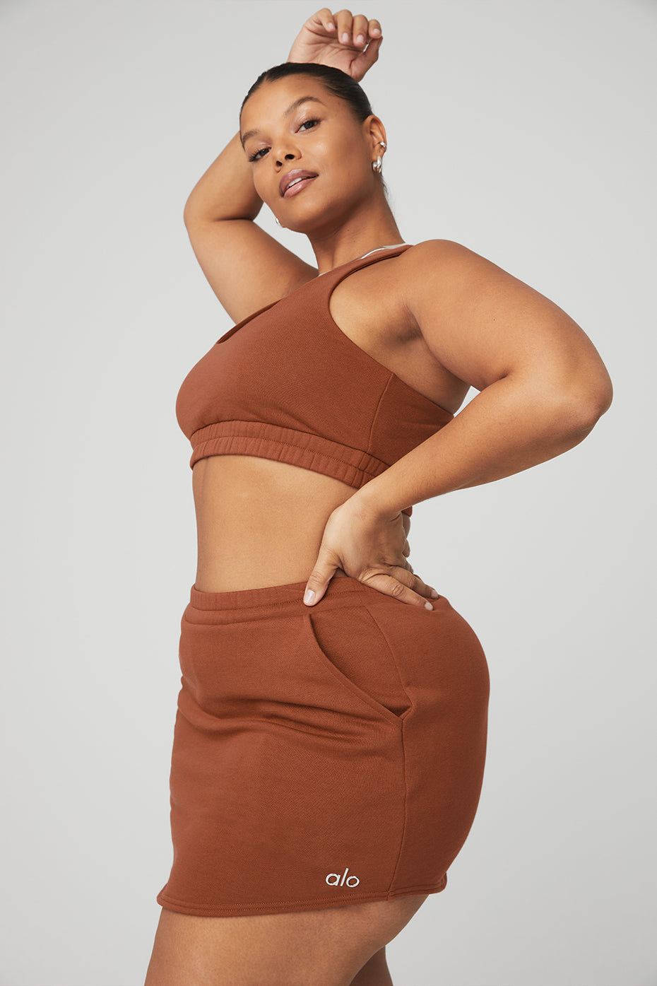 Scoop Neck Sweatshirt Bra - Rust