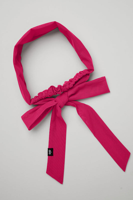 Fresh Mesh Tie Headband - Magenta Crush