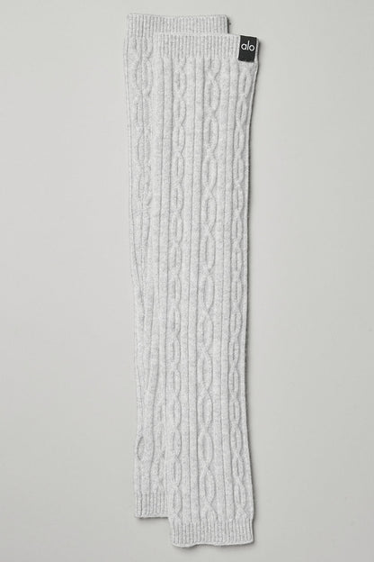 Cable Knit Arm Warmers - Athletic Heather Grey