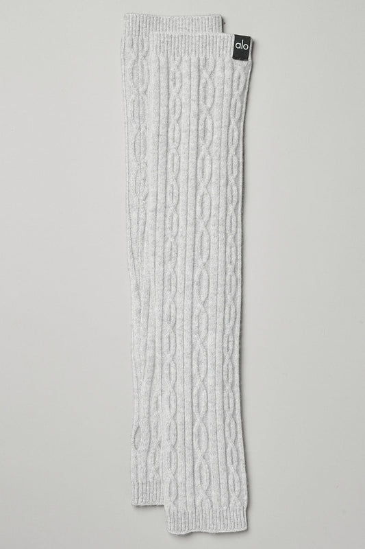 Cable Knit Arm Warmers - Athletic Heather Grey