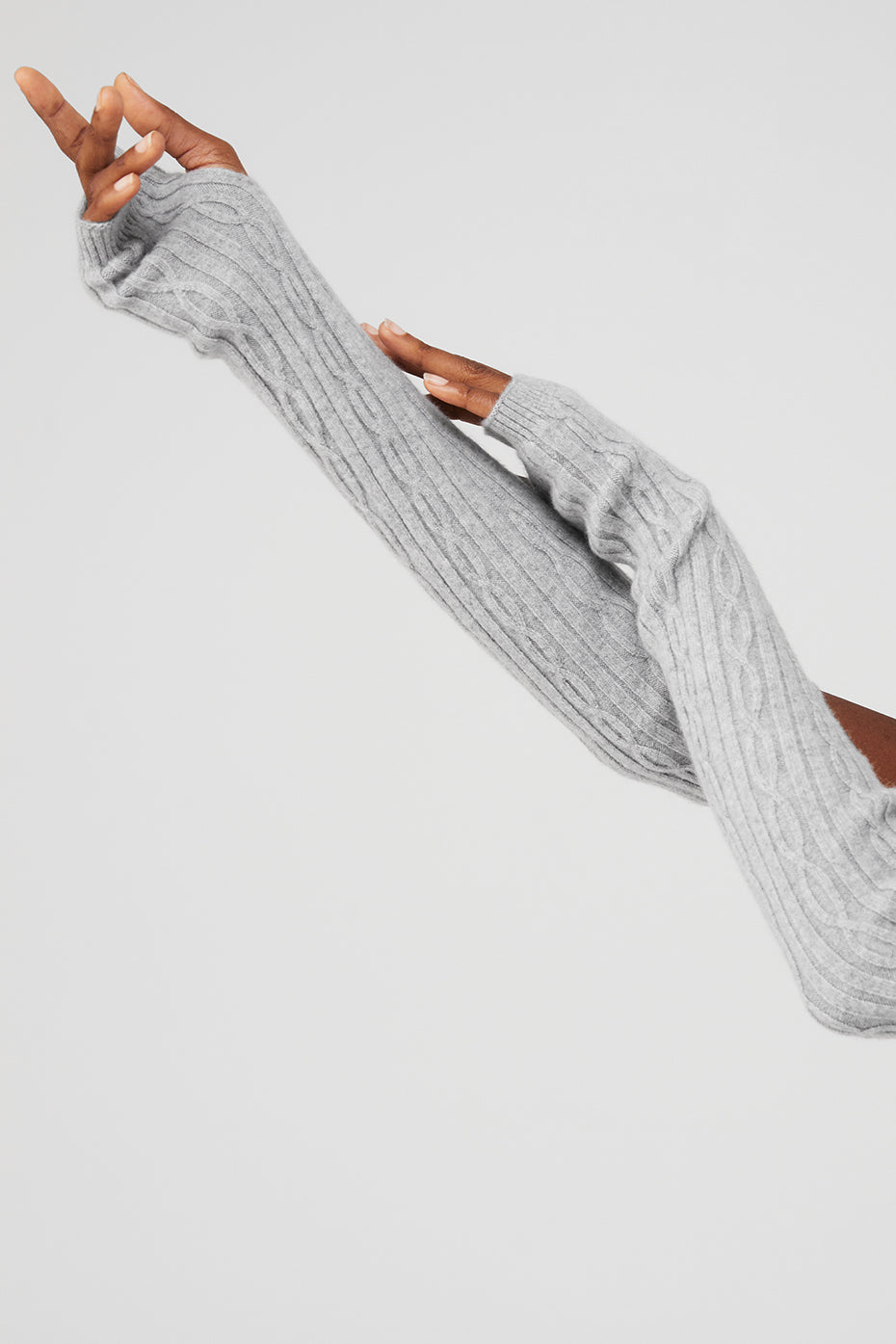 Cable Knit Arm Warmers - Athletic Heather Grey