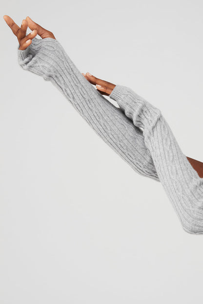 Cable Knit Arm Warmers - Athletic Heather Grey