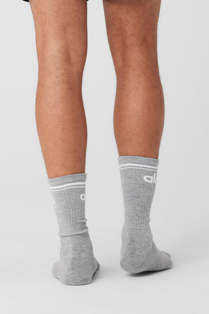 Unisex Throwback Sock - Athletic Heather Grey/White