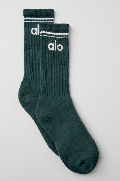 Unisex Throwback Sock - Midnight Green/White