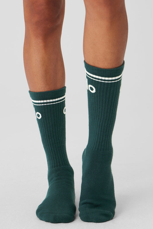 Unisex Throwback Sock - Midnight Green/White