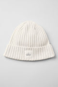 Cashmere Blend Rib Beanie - Ivory