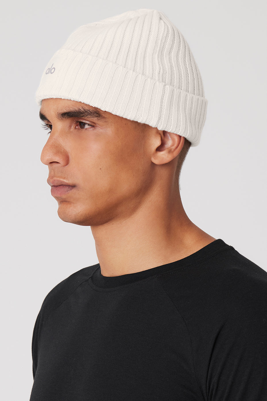 Cashmere Blend Rib Beanie - Ivory