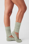 Women's Strappy Siren Grip Sock - Limestone