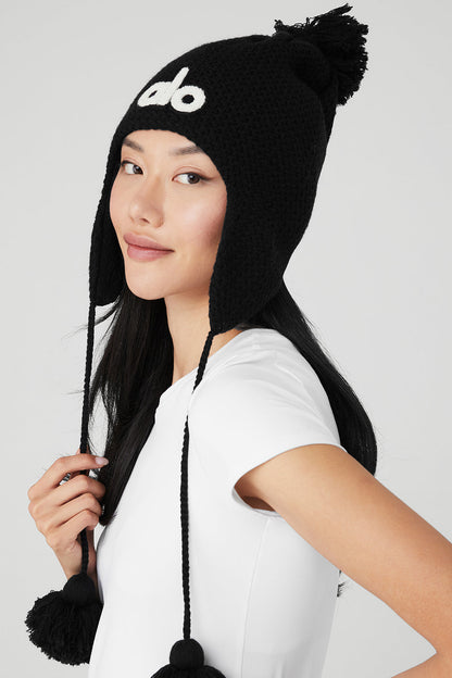 Cool Skies Earflap Beanie - Black