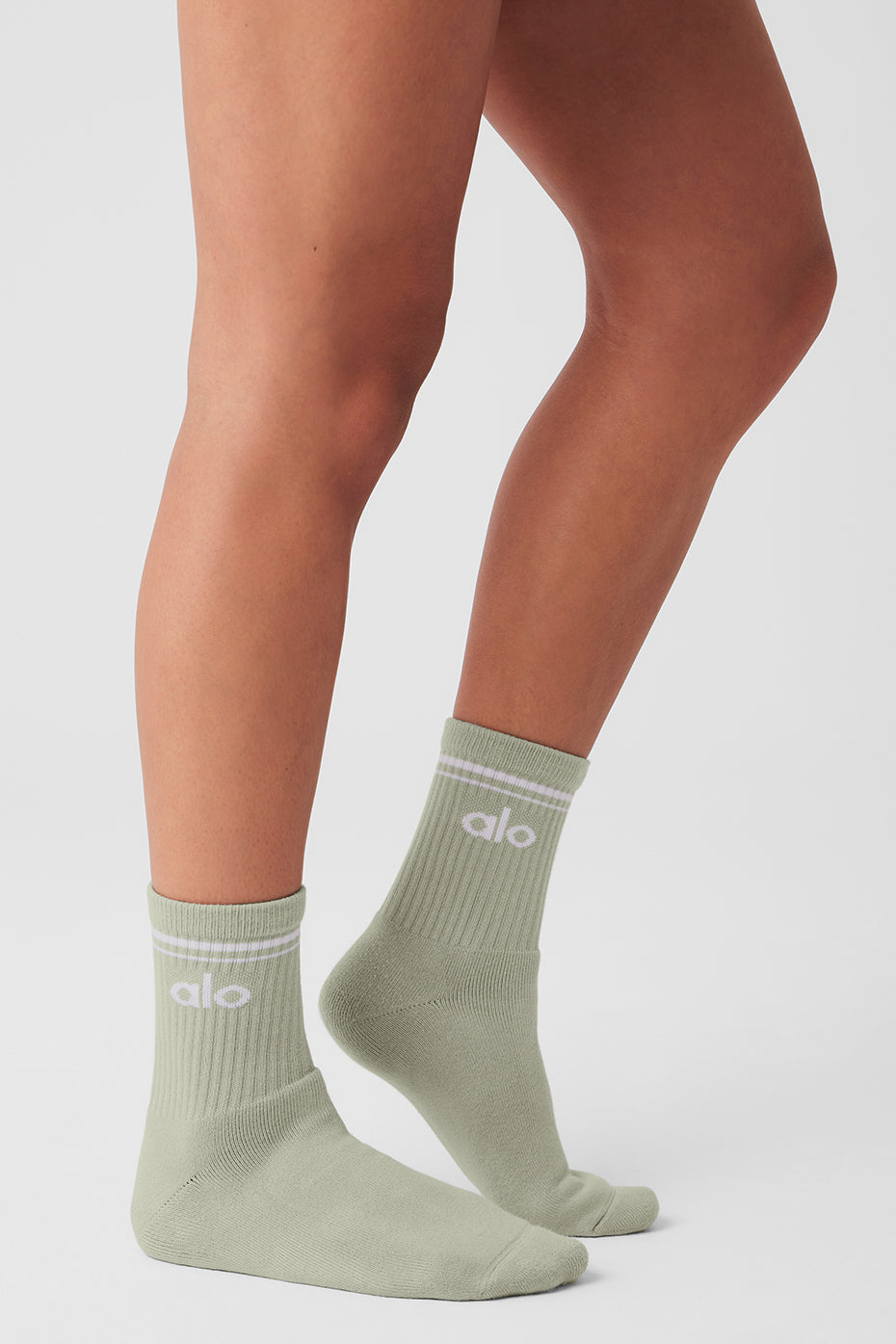 Unisex Half-Crew Throwback Sock - Limestone/White