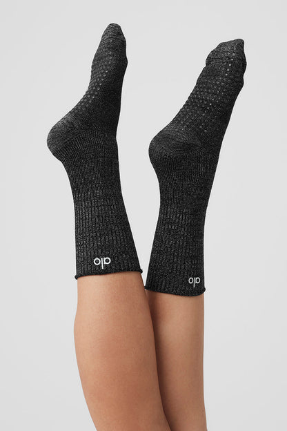 Glitz And Glam Grip Sock - Black