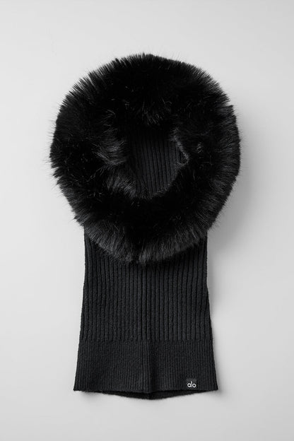 Opulent Faux Fur Wintersun Balaclava - Black