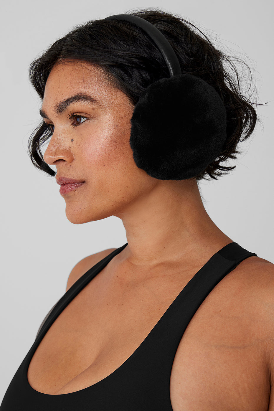 Faux Fur Ear Muff - Black