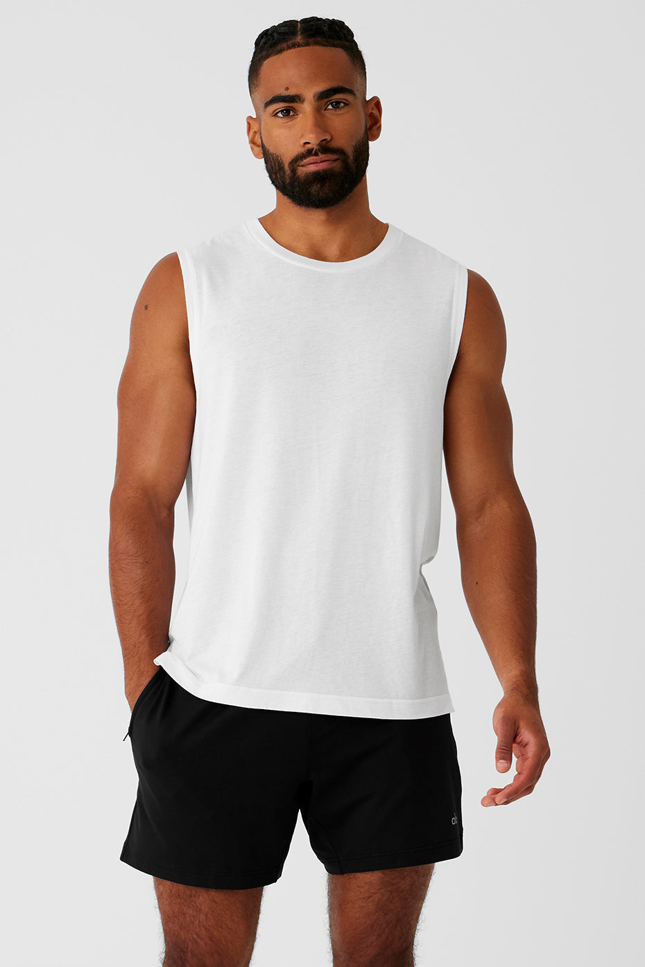 Sports Club Palms Muscle Tank - White/Black