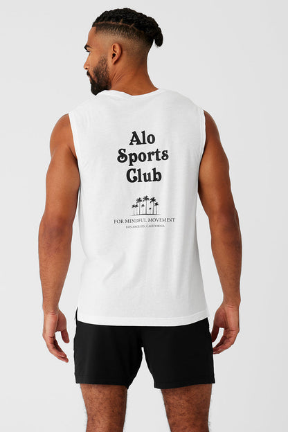 Sports Club Palms Muscle Tank - White/Black