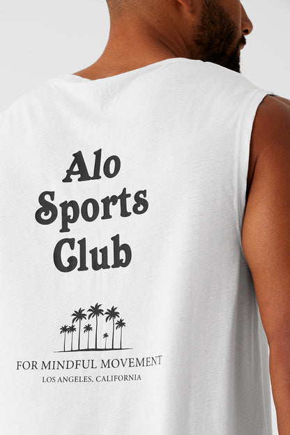 Sports Club Palms Muscle Tank - White/Black