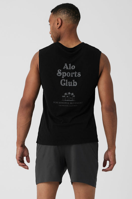 Sports Club Palms Muscle Tank - Black/Dark Grey