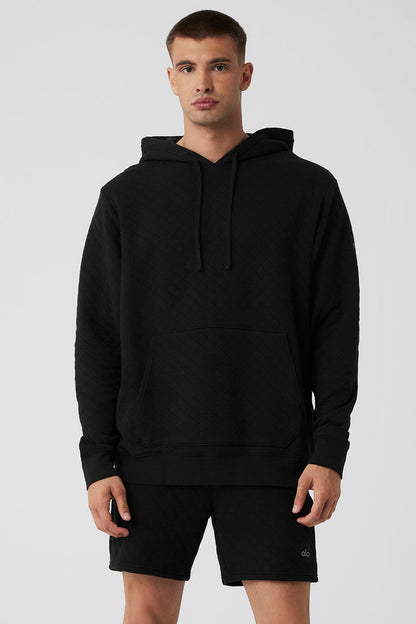 Quilted Stadium Hoodie - Black