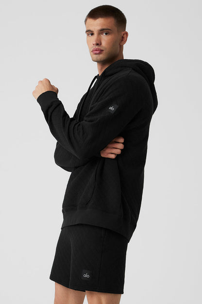 Quilted Stadium Hoodie - Black