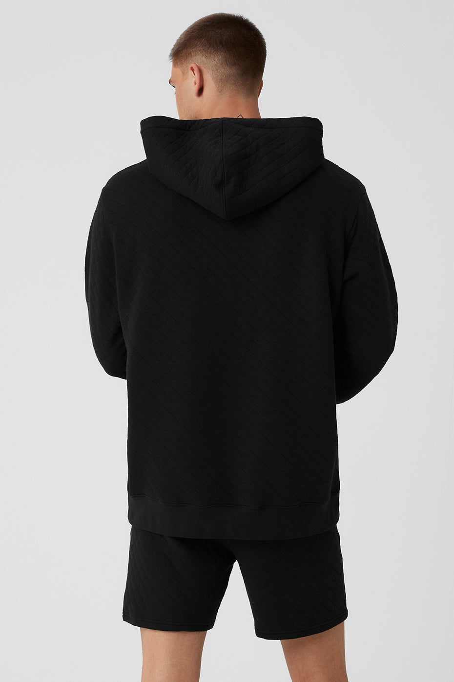 Quilted Stadium Hoodie - Black