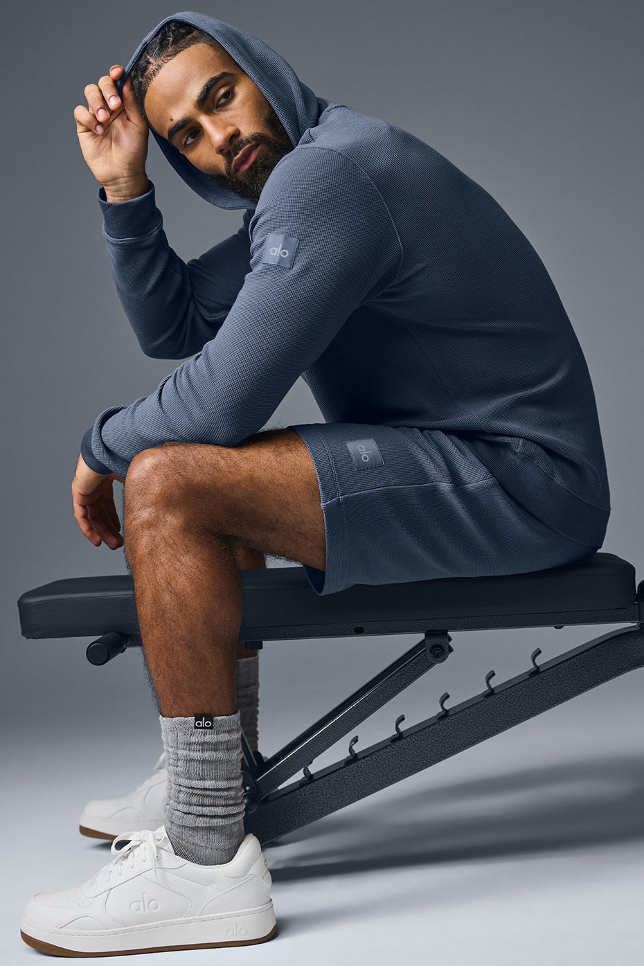 Micro Waffle Fast Break Hoodie - Bluestone