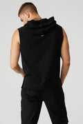 Qualifier Sleeveless Hoodie - Black Slub