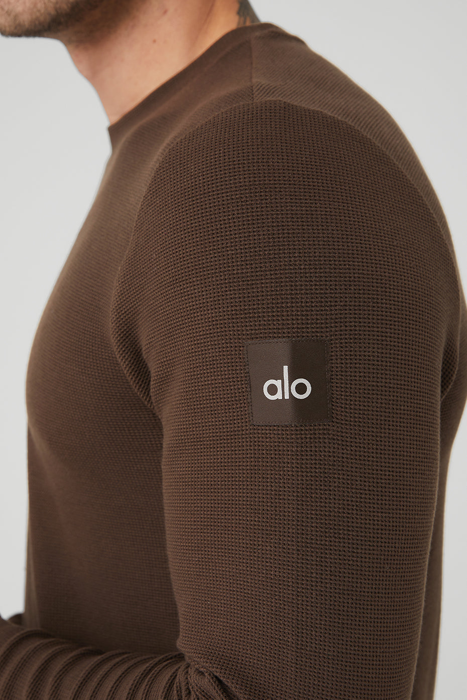 Micro Waffle Fast Break Long Sleeve Tee - Espresso