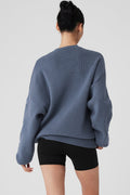 Scholar Crew Neck Sweater - Bluestone