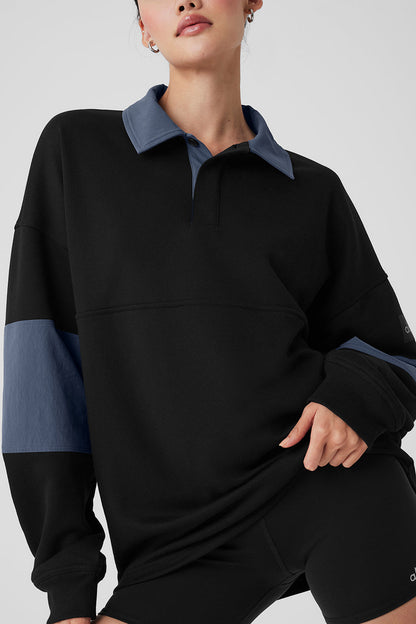 Mixmatch Rugby Sweatshirt - Black/Bluestone