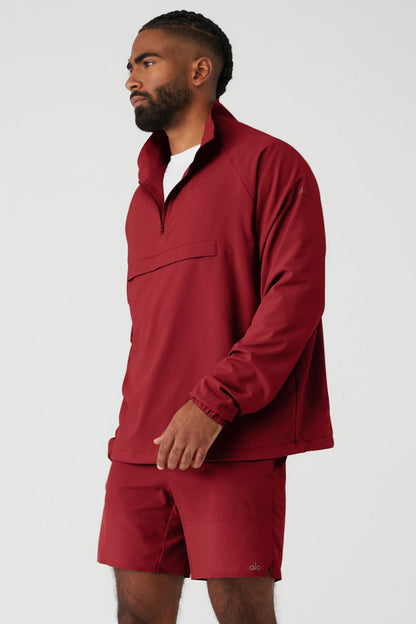 Ripstop 1/4 Zip On-Set Jacket - Victory Red