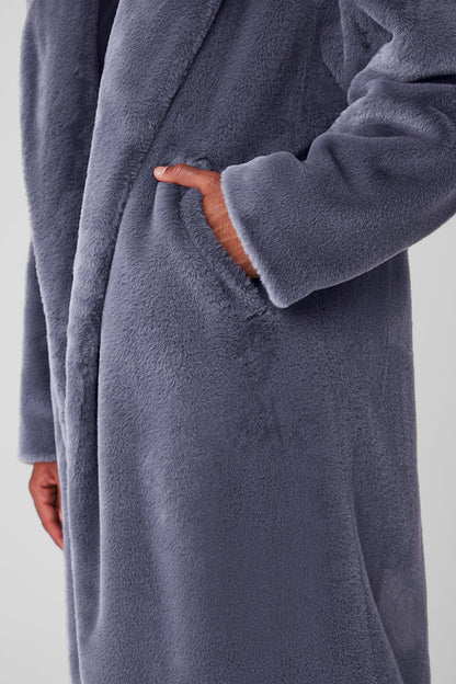Oversized Faux Fur Trench - Fog