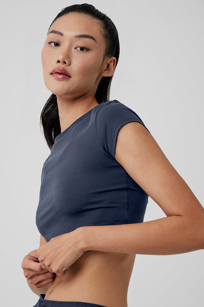 Alosoft Crop Finesse Short Sleeve - Navy