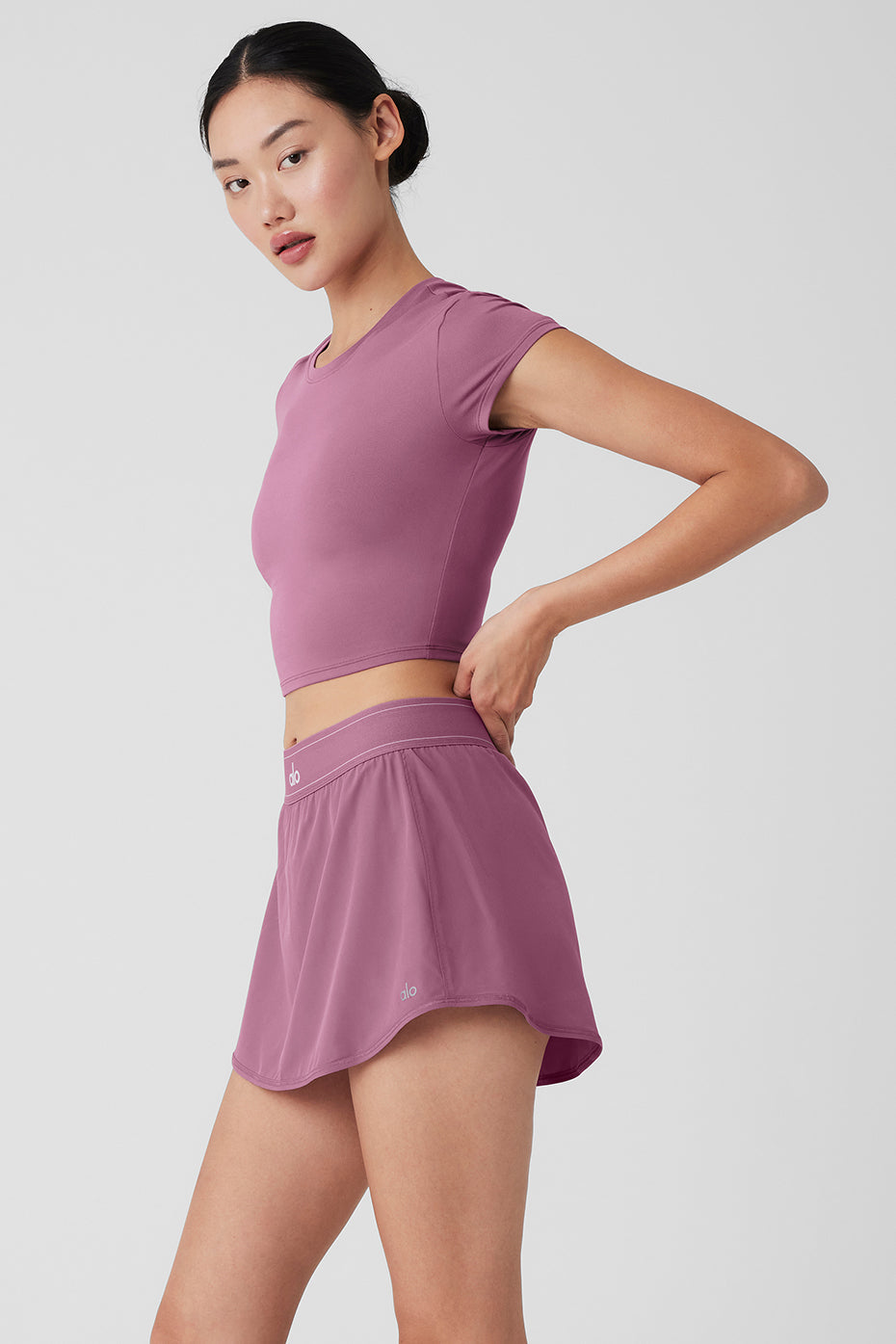 Alosoft Crop Finesse Short Sleeve - Soft Mulberry