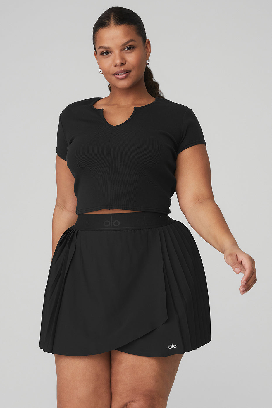 Ribbed Cropped Savvy Short Sleeve - Black