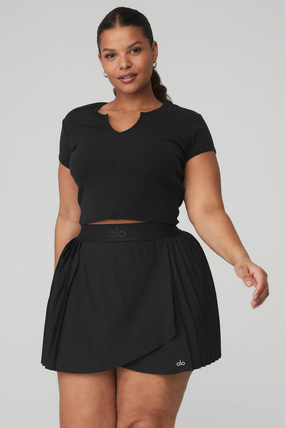 Ribbed Cropped Savvy Short Sleeve - Black