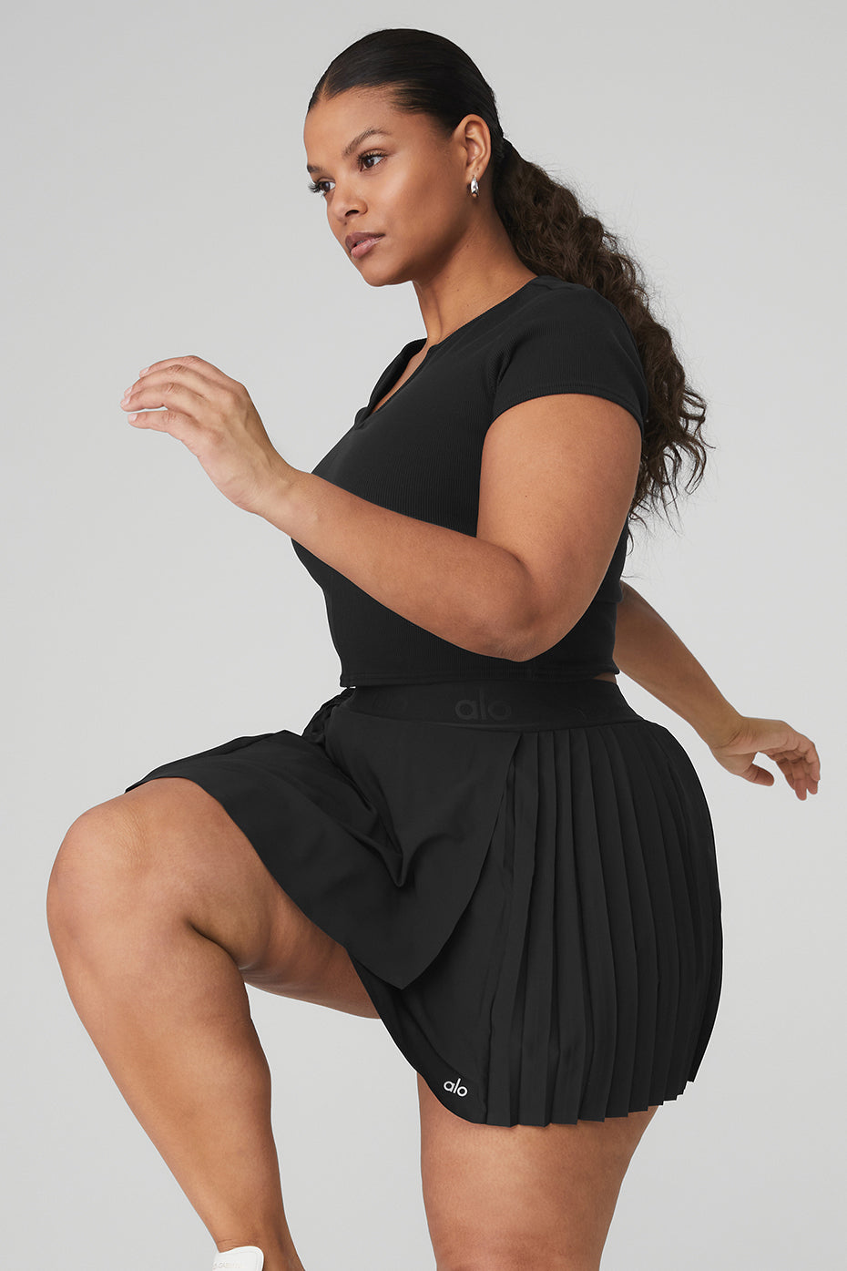 Ribbed Cropped Savvy Short Sleeve - Black