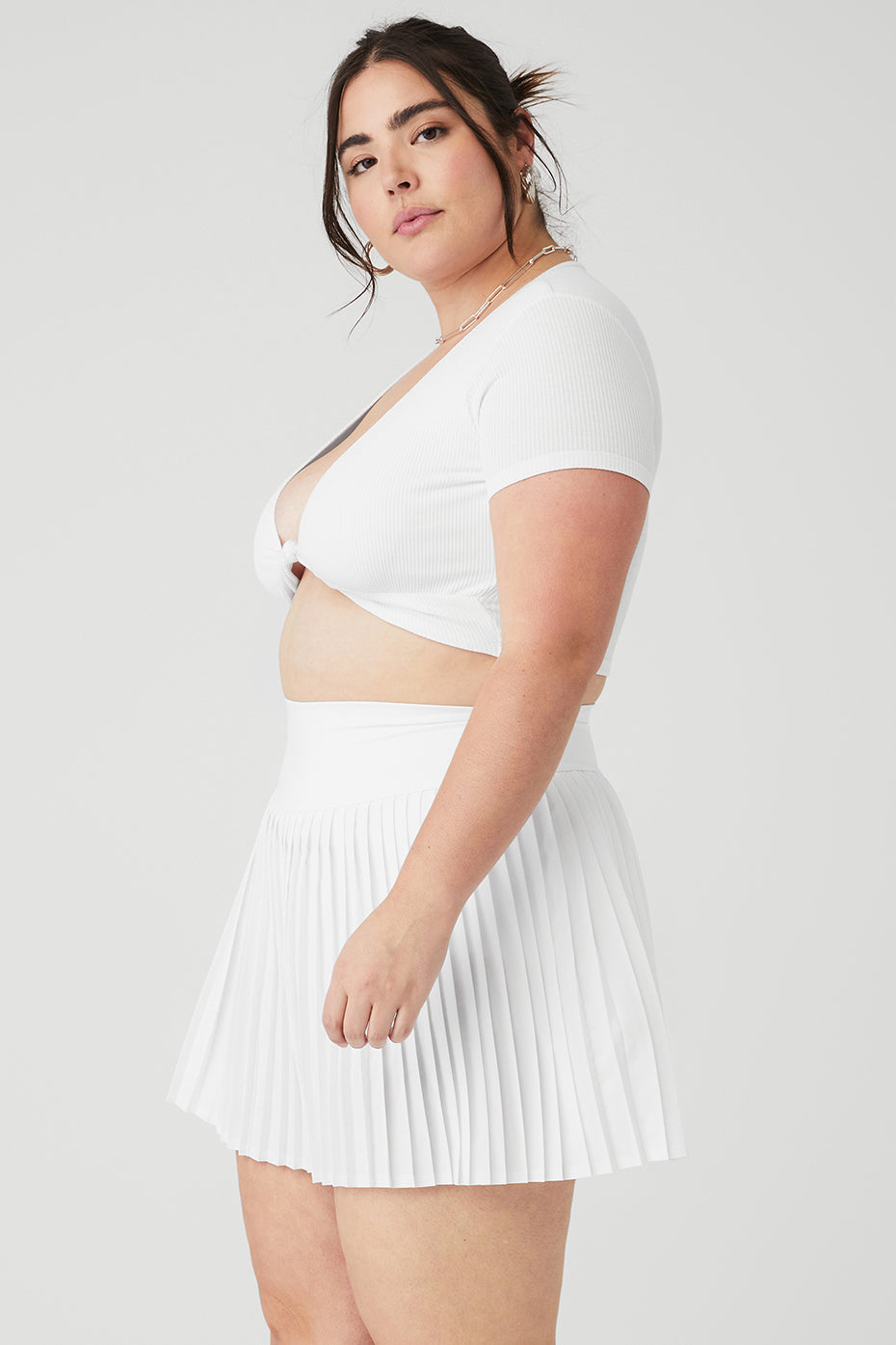 Ribbed Knotty Short Sleeve - White