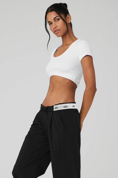 Seamless Ribbed Cropped Serene Short Sleeve - White