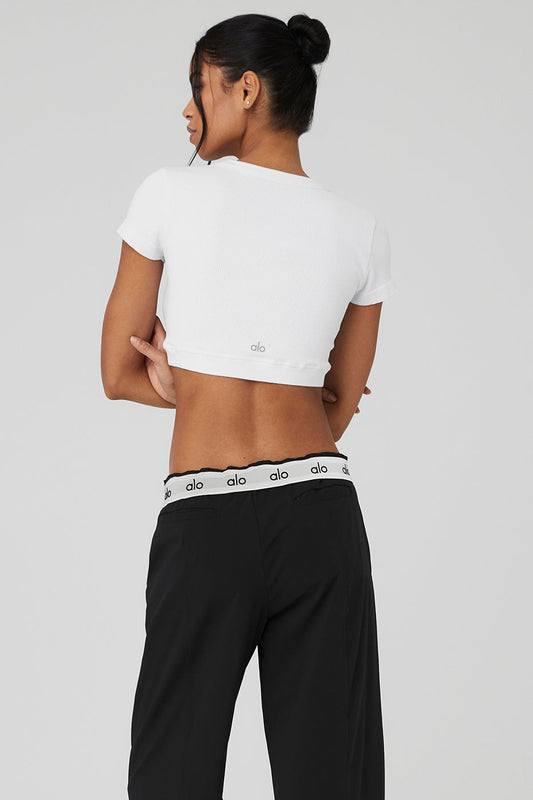 Seamless Ribbed Cropped Serene Short Sleeve - White