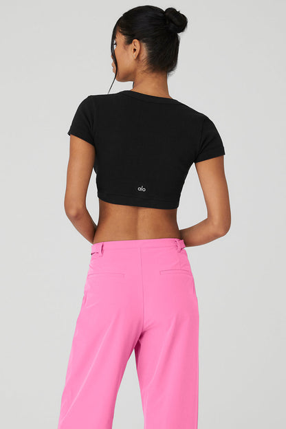 Seamless Ribbed Cropped Serene Short Sleeve - Black