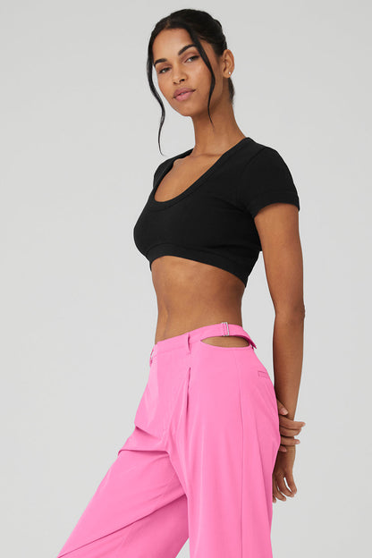 Seamless Ribbed Cropped Serene Short Sleeve - Black
