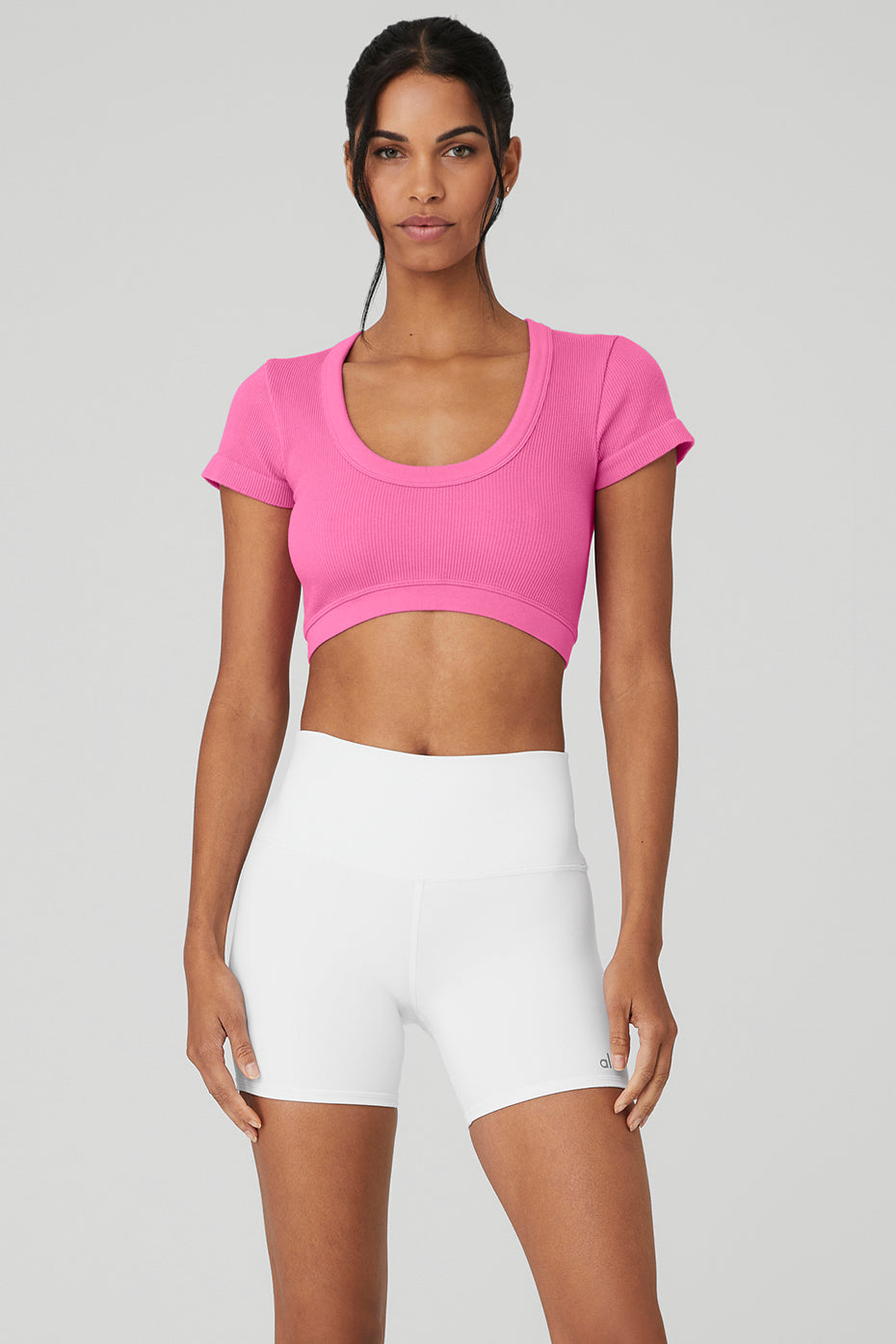 Seamless Ribbed Cropped Serene Short Sleeve - Paradise Pink