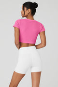 Seamless Ribbed Cropped Serene Short Sleeve - Paradise Pink