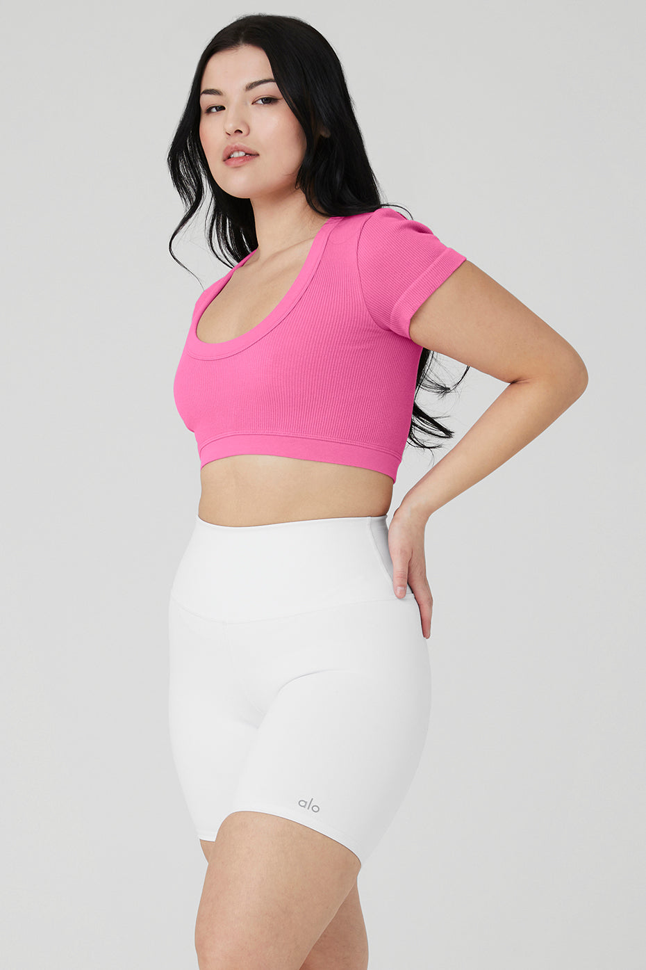 Seamless Ribbed Cropped Serene Short Sleeve - Paradise Pink