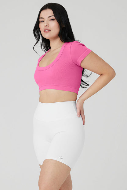 Seamless Ribbed Cropped Serene Short Sleeve - Paradise Pink